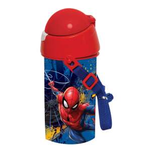 Butelka na wodę Spiderman, 500 ml, ze słomką, czerwony korek, niebieski pasek - Nośnik żywności i napojów