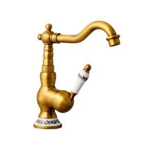 TRENDY S Antique Bronze Single Handle Bathroom Sink Faucet with Ceramic Decoration - Trendy S Faucet