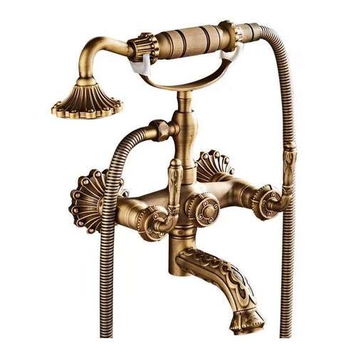 TRENDY S antik bronz kád csaptelep zuhanyfejjel, díszes kivitelben