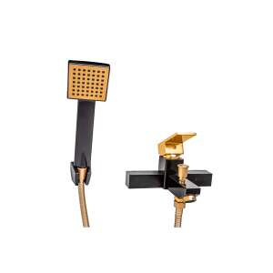 TRENDY S black and gold bathtub faucet and shower set, wall mounted - Trendy S Faucet