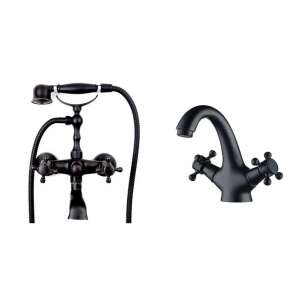 TRENDY S black bathroom faucet set with bathtub filler and sink faucet - Trendy S Faucet