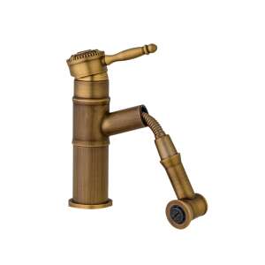 TRENDY S antique bronze bathroom sink faucet with pull-out shower head - Trendy S Faucet