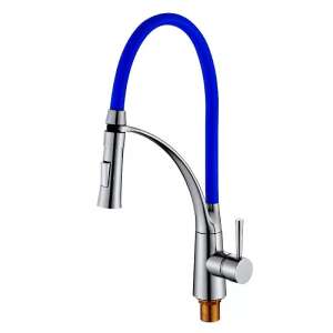 TRENDY S kitchen sink faucet, chrome, blue, pull-down, modern design - Trendy S Faucet