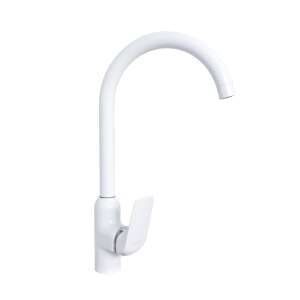 TRENDY S Matt White Kitchen Sink Faucet, Single Lever, Swan Neck Design - Trendy S Faucet