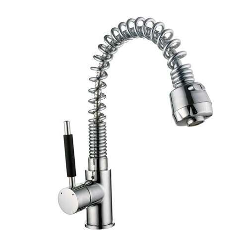 Kivehető konyhai csaptelep, króm színű, rugalmas tömlővel, 2 funkciós fejjel