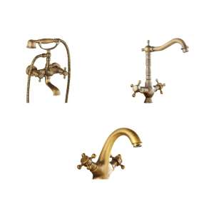 TRENDY S antique bronze bathroom faucet set, includes bathtub faucet, sink faucet, and swan neck faucet - Trendy S Faucet