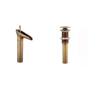 TRENDY S Waterfall Bathroom Sink Faucet with Pop-Up Drain, Antique Bronze - Trendy S Faucet