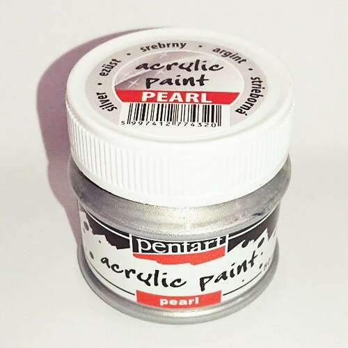 Pentart akrilfesték gyöngyház, ezüst, 50ml