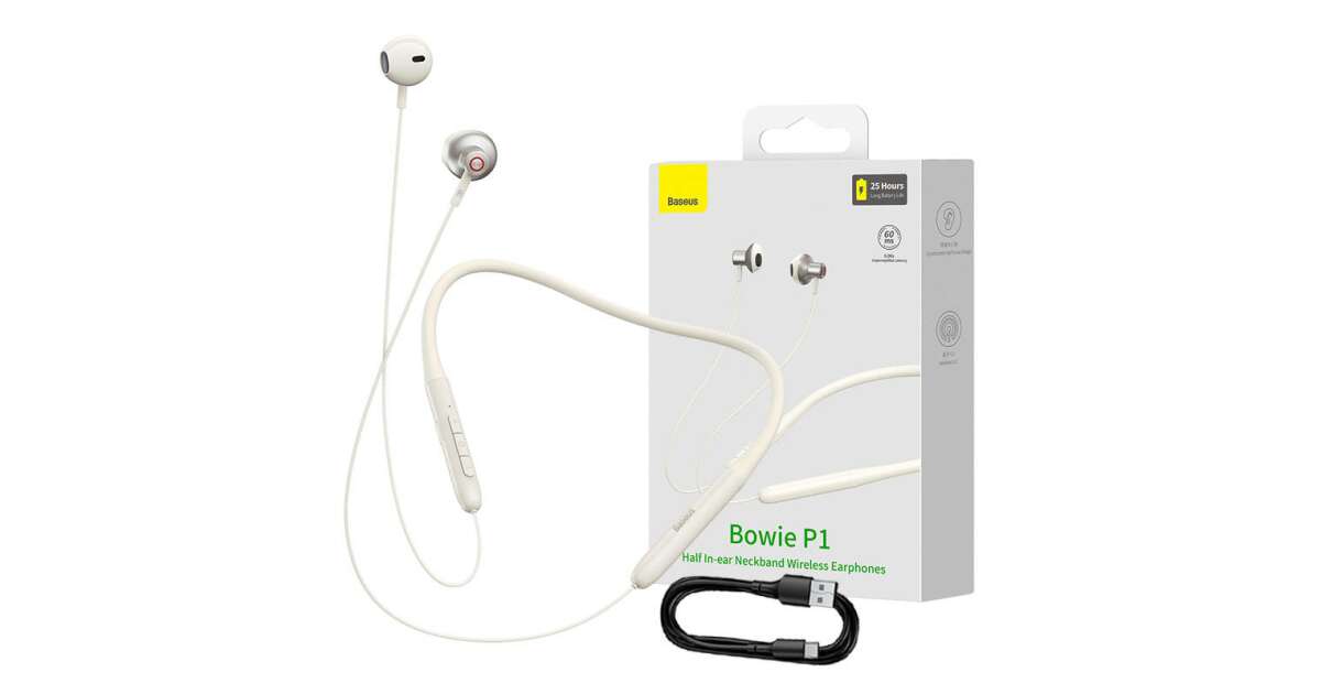 Neckband Magnetic Sport Earphones Baseus Bowie P1 (creamy-white