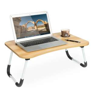 Masa pentru Laptop plianta din MDF, dimensiune 60 x 39,5 cm, cu suport pahar si telefon 76361604 Accesorii pentru laptopuri