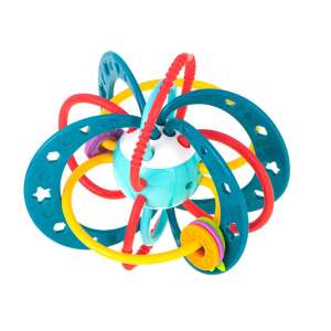 Multi-sensory baby rattle with rings, turquoise - Kik