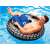 Man using INTEX 91cm Hi Performance inflatable swim ring, black and grey tire design