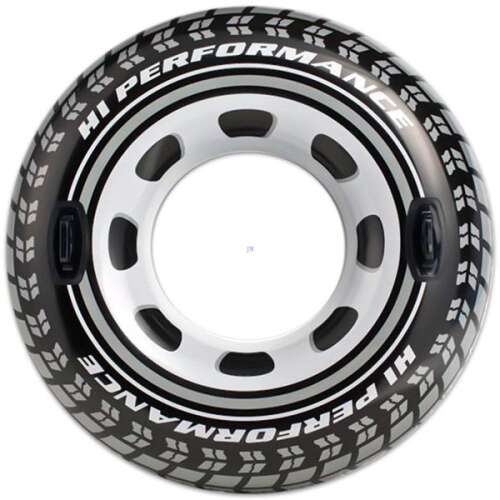 INTEX 91cm Hi Performance inflatable swim ring, black and grey tire design