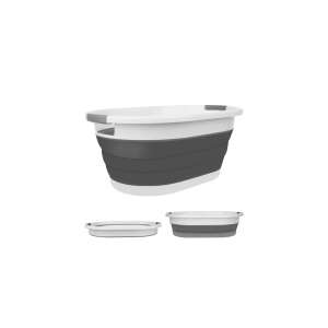 Składany kosz na pranie z uchwytami, szary i biały, 25 litrów - Ruhhy