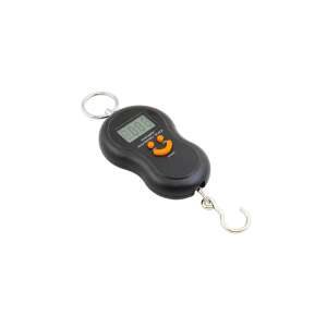 Digital hanging scale for fishing and hunting, black, with a hook and a ring - Dressing Accessory