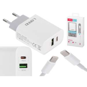 L-BRNO 18W fast charger with USB-C cable, white - Phone Charger