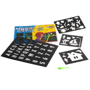 Magic Drawing glow in the dark drawing board with UV pen, alphabet, numbers, and stencils - Drawing Board