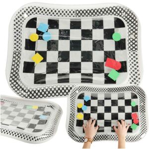Ikonka inflatable water play mat collage: checkerboard pattern, baby sensory development toy. - Baby Gyms & Play Mat and Foam Puzzle