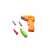 Orange electric screwdriver, screwdriver bits, and manual screwdriver for Creative Magic Panel construction toy