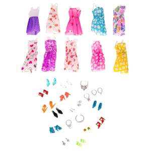 Collage of doll dresses, shoes, jewelry, and accessories - Kik