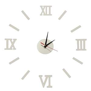 Silver Roman numeral wall clock with black hands, 70-130 cm, modern design, perfect for living room, bedroom, or office - Kik