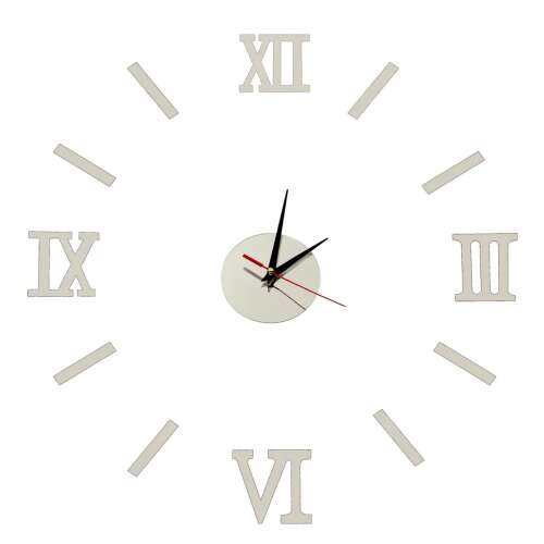 Silver Roman numeral wall clock with black hands, 70-130 cm, modern design, perfect for living room, bedroom, or office