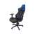 Blue and black gaming chair with adjustable armrests and headrest