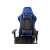 Close up of the headrest of the blue and black gaming chair