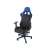 Blue and black gaming chair with adjustable armrests and headrest