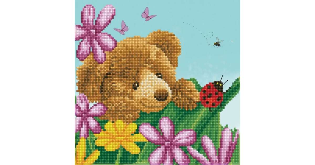 Diamond Dotz diamond painting picture, teddy bear