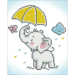 Diamond Dotz diamond painting kit, cute elephant with umbrella, DIY craft - Diamond Dotz