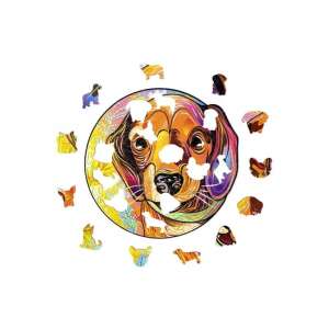 Drewniana układanka Wood Trick Charlie Pies, kolorowa i wymagająca układanka z unikatowymi kształtami elementów - Puzzle 3D