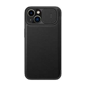 Nillkin Qin Pro black leather iPhone 14 Plus case with sliding camera cover - Nillkin