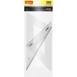Aristo GEO College Rajzoló készlet, 2 darabos, 45/25cm és 60/30cm, Átlátszó műanyag vonalzók - Aristo