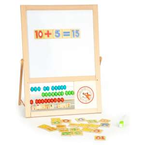 ECOTOYS 2-in-1 Educational Magnetic Board with Abacus, Numbers, and Clock - Developmental Toy for School-Age Kid