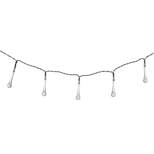 Napelemes fényfüzér 30 LED-es teardrop alakú izzóval, tökéletes a kert, a terasz vagy az erkély díszítéséhez