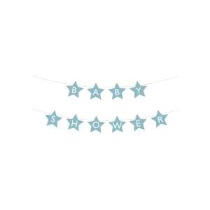Blue star baby shower garland with white letters - Party Decoration