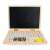 Wooden laptop toy with magnetic letters and numbers, chalkboard, and a toy phone, Ecotoys brand
