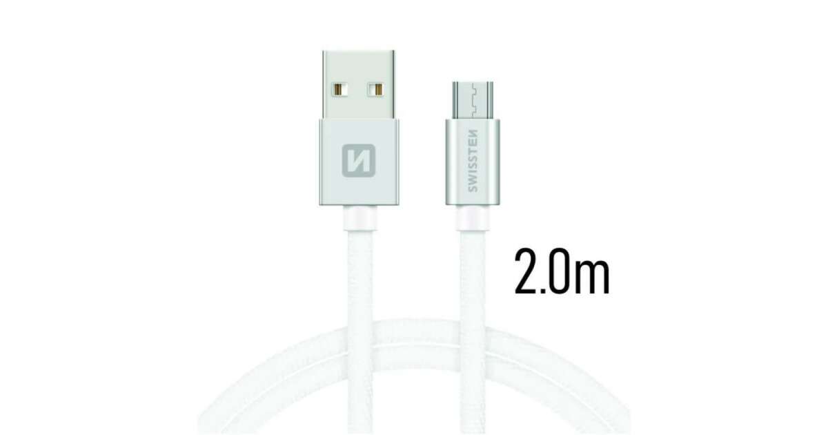 Câble Swissten Textile USB / Micro USB 2m, Silver