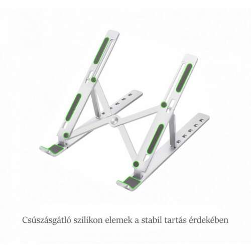 Suport pentru laptop Swissten, argintiu, din aluminiu, pliabil, reglabil, ergonomic, antiderapant