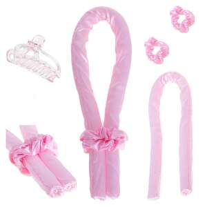 Różowe wałki do włosów z pianki z akcesoriami, w tym gumkami do włosów i klamrą - Lokówka do włosów