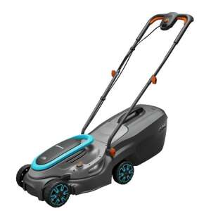 Gardena PowerMax 32/18V P4A cordless lawnmower, grey and blue, with orange handle - Gardena