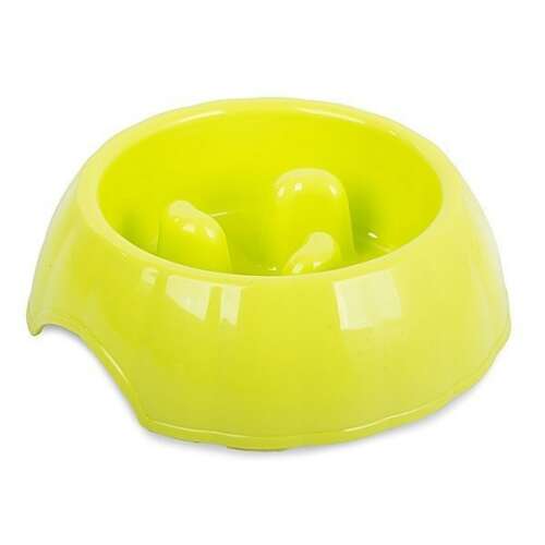 Green slow feeder bowl for dogs and cats, side view