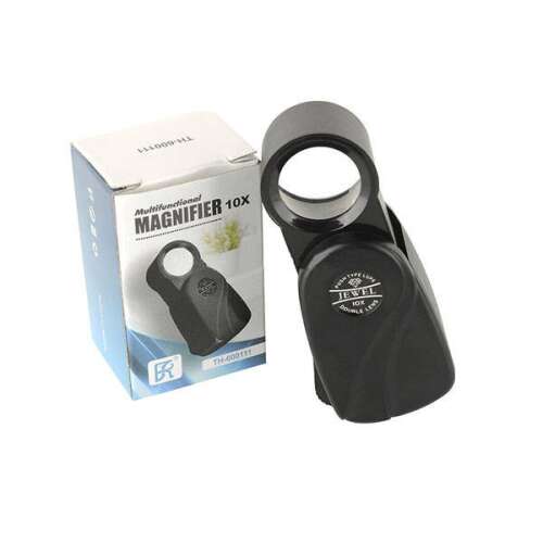Lupa Jewel 10x, čierna, vrecková lupa, lupa pre klenotníkov