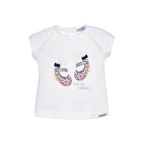 Mayoral fehér, cipő mintás bébi lány póló – 68 cm 60303032 