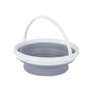 Silikónové skladacie vedro, 10 litrov, šedé a biele, zložené pre úsporu miesta - Čistiace zariadenia