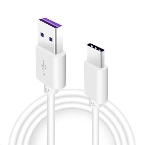 Huawei Eredeti gyorstöltő USB-C Datový Kabel 5A 1m Fehér (szervizcsomag)
