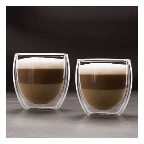 Cupă de sticlă cappuccino cu pereți dubli - 250 ml - 2 buc / cutie