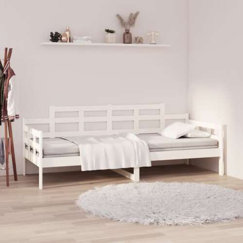 vidaXL fehér tömör fenyőfa kanapéágy 90 x 190 cm, kényelmes kanapé, amely ággyá alakítható vendégek számára - Kanapé