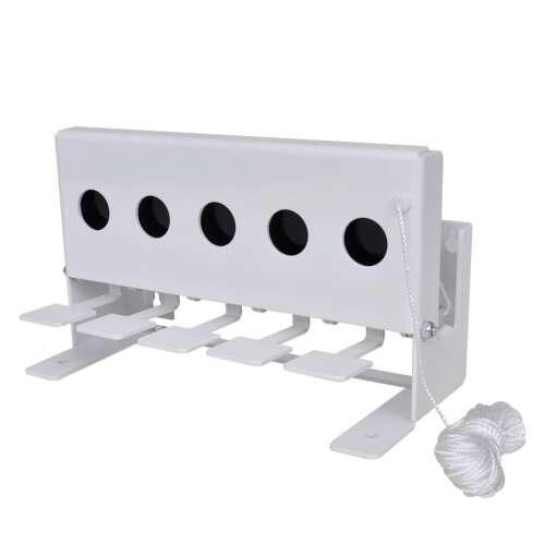 vidaXL 5 lyukas céltábla visszaállító zsinórral, fehér, acél, 26,5 x 13,5 x 16 cm